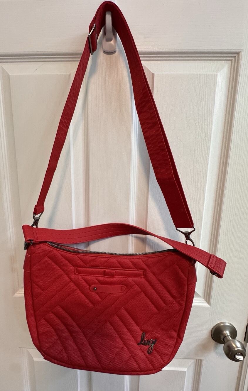 Lug Harmony Matte Luxe VL Res Detachable Crossbody Strap Red Quilted Pockets